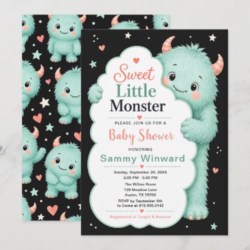 Sweet Little Monster Baby Shower Invitation