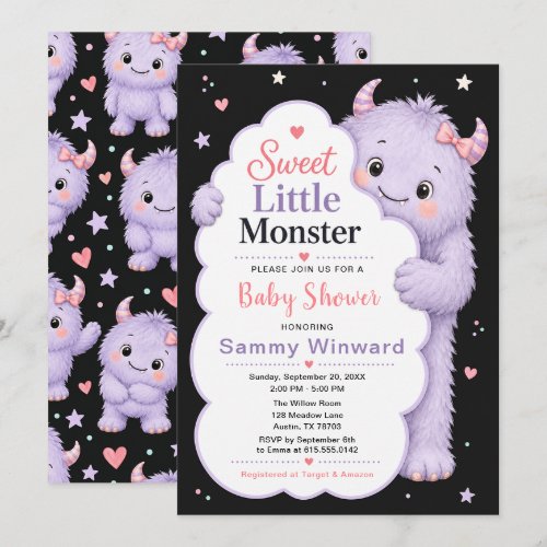 Sweet Little Monster Girl Baby Shower Invitation