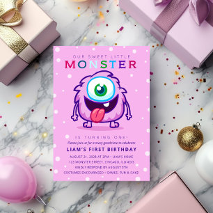 Sweet Little Monster Kids Birthday Invitation