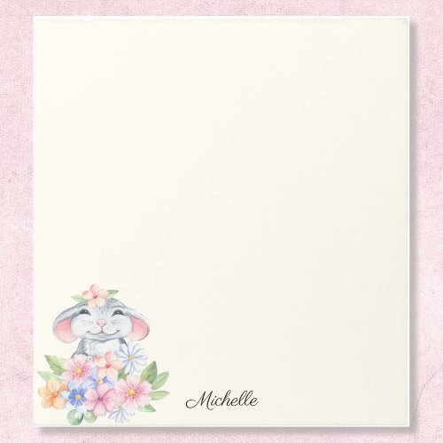 Sweet Little Mouse Floral Notepad YOUR Name Text