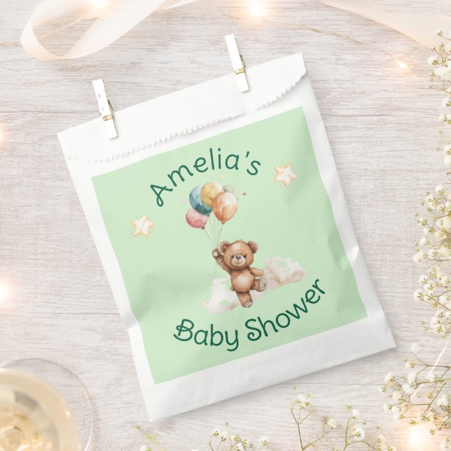 Sweet Little One on the Way Green Baby Shower Favor Bag (Clipped)