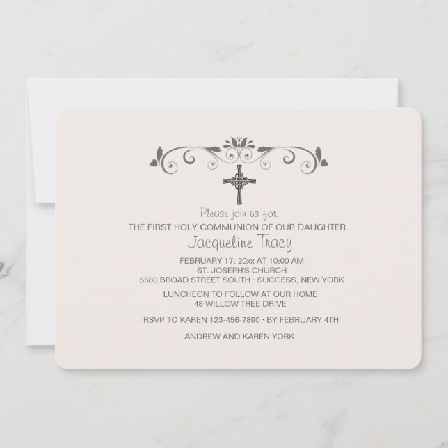 Sweet Little One Pink Religious Invitation (Front)