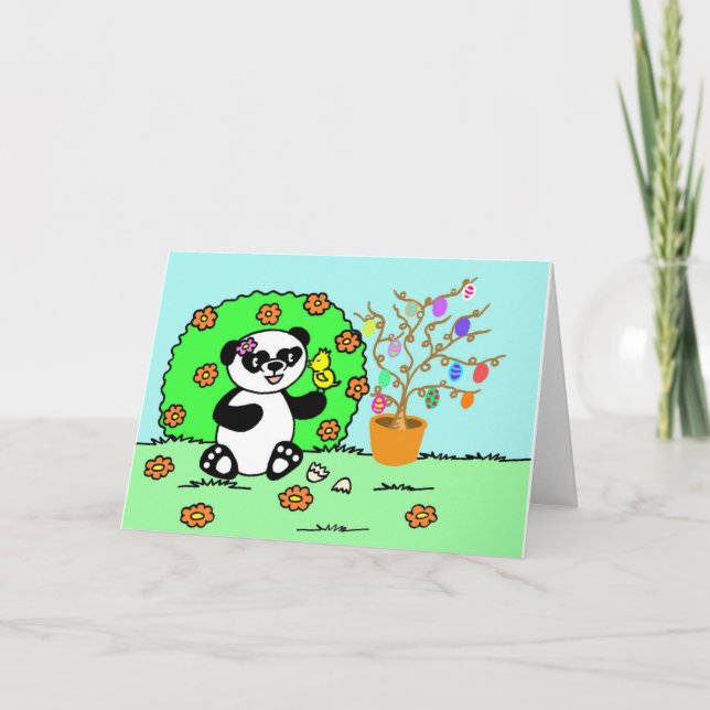 Sweet little panda is celebrating Easter Holiday Card (Front)