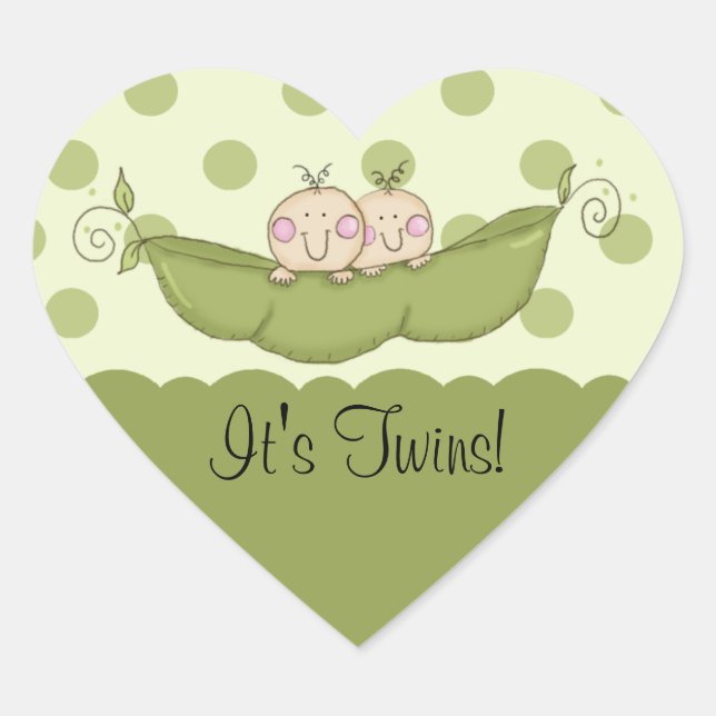 Sweet Little Pea Baby Twins Heart Sticker (Front)