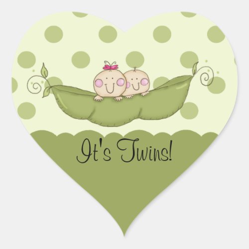 Sweet Little Pea Baby Twins Heart Sticker