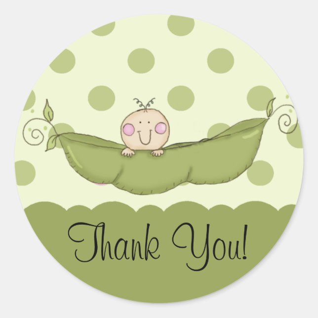 Sweet Little Pea Boy Thank You Sticker (Front)