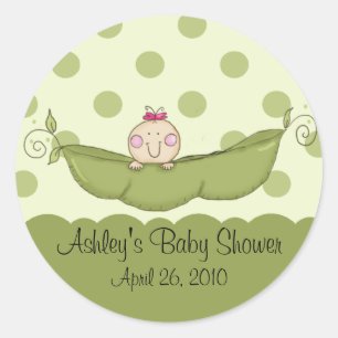 Sweet Little Pea Girl Baby Shower Sticker