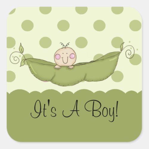 Sweet Little Pea Its A Boy Square Sticker