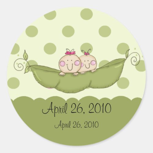 Sweet Little Pea Twin Girls Baby Shower Sticker