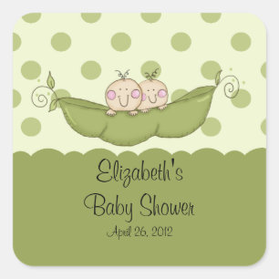 Sweet Little Pea Twins Baby Shower square sticker