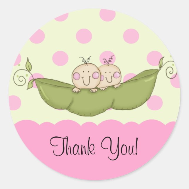 Sweet Little Pea Twins Baby Shower Sticker (Front)