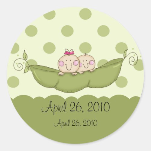 Sweet Little Pea Twins Baby Shower Sticker