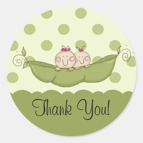 Sweet Little Pea Twins Thank You Sticker