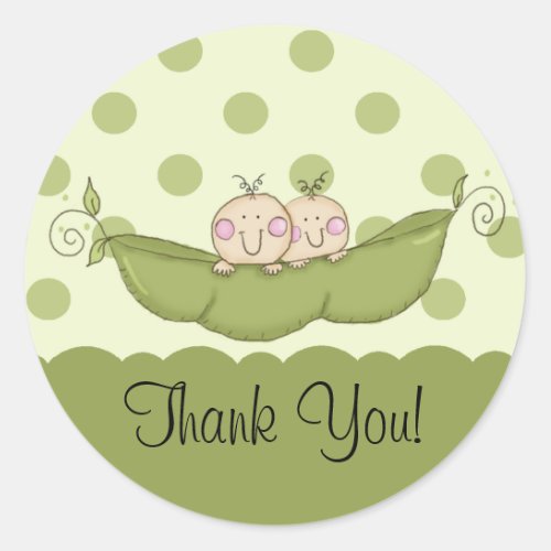 Sweet Little Pea Twins Thank You Sticker