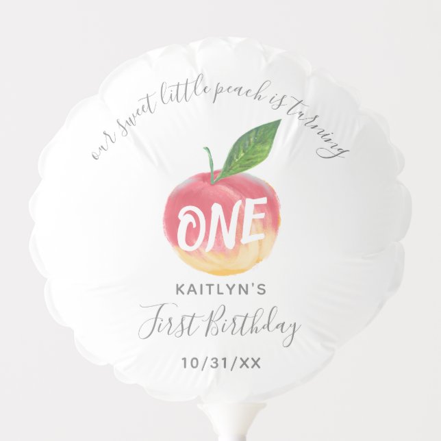 Sweet Little Peach 1st Birthday Balloon (Front)