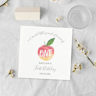 Sweet Little Peach 1st Birthday Napkins