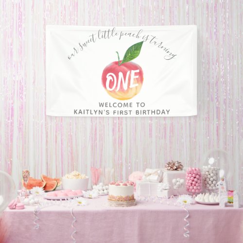 Sweet Little Peach 1st Birthday Welcome Banner