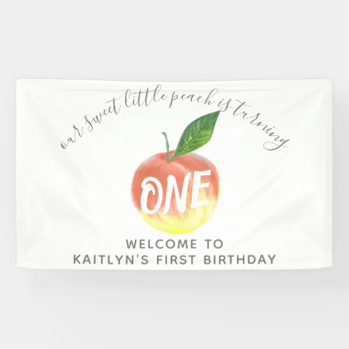 Sweet Little Peach 1st Birthday Welcome Banner