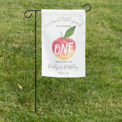 Sweet Little Peach 1st Birthday Welcome Garden Flag