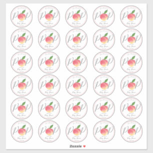 Sweet Little Peach Baby Shower 2" Round Sticker