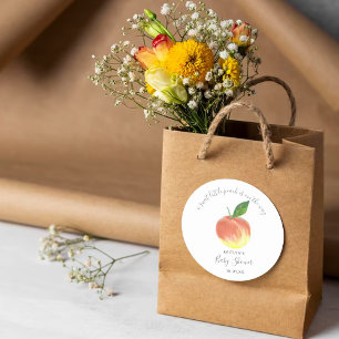 Sweet Little Peach Baby Shower 2" Round Sticker