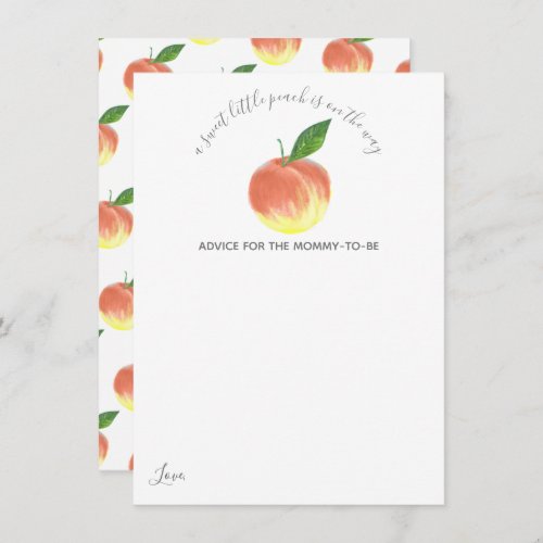 Sweet Little Peach Baby Shower Advice Card