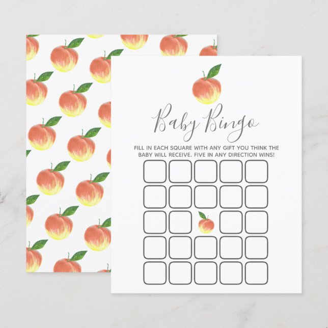 Sweet Little Peach Baby Shower Bingo (Front/Back)