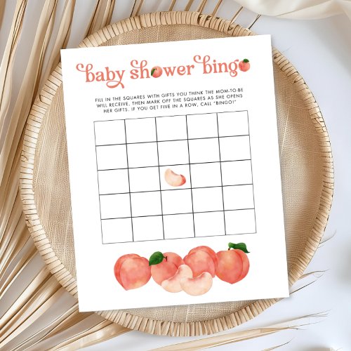 Sweet Little Peach Baby Shower Bingo  Poster