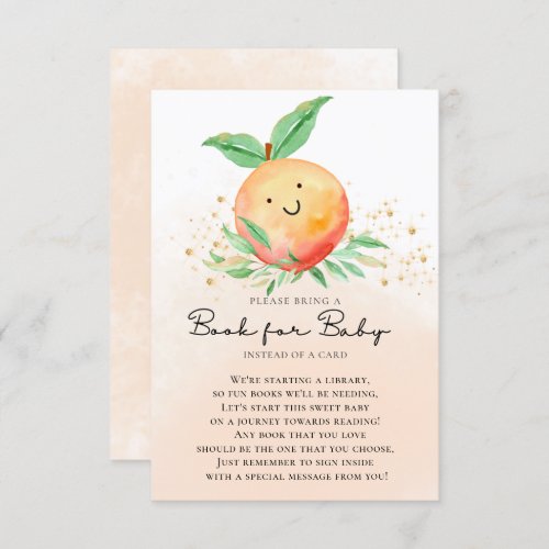 Sweet Little Peach Baby Shower Book for Baby Card