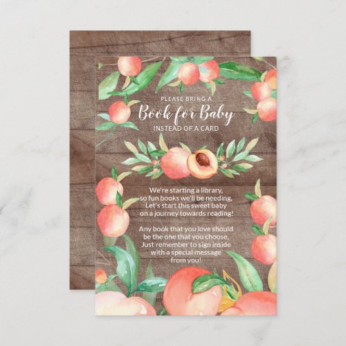 Sweet Little Peach Baby Shower Book for Baby Card