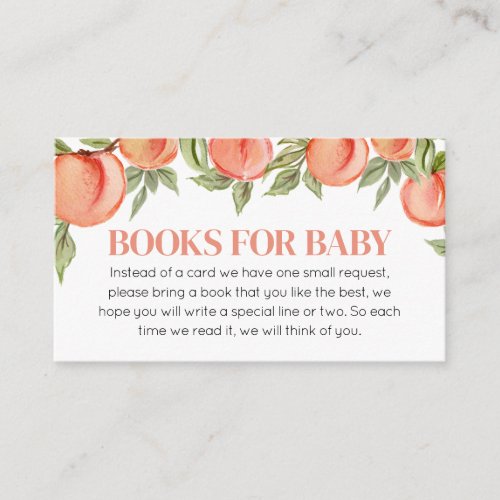 Sweet Little Peach Baby Shower Books for Baby Enclosure Card