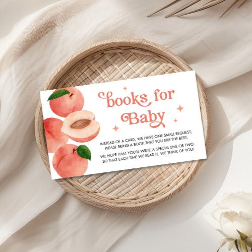 Sweet Little Peach Baby Shower Books for Baby Enclosure Card