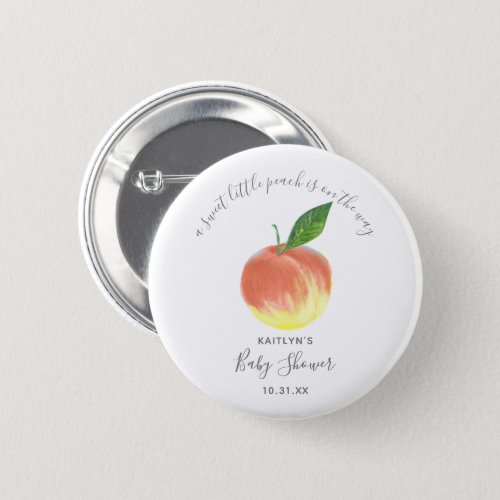 Sweet Little Peach Baby Shower Button