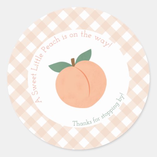 Sweet Little Peach Baby Shower Classic Round Sticker