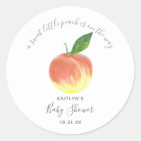 Sweet Little Peach Baby Shower Classic Round Sticker