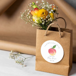 Sweet Little Peach Baby Shower Classic Round Sticker