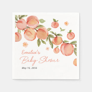 Sweet Little Peach Baby Shower Custom Napkins