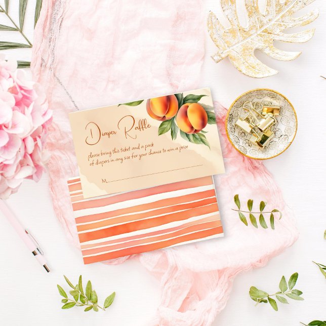 Sweet little peach baby shower diaper raffle enclosure card (Sweet little peach baby shower diaper raffle enclosure card summer spring peach themed baby shower )