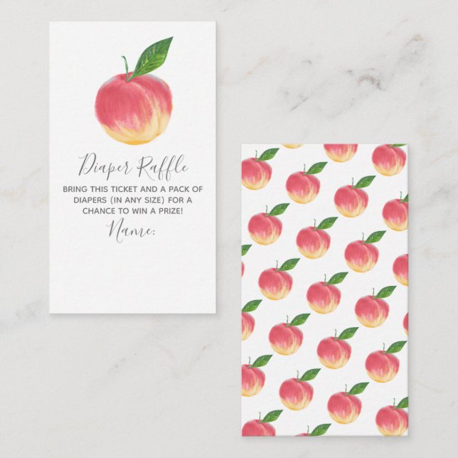 Sweet Little Peach Baby Shower Diaper Raffle Enclosure Card (Front/Back)
