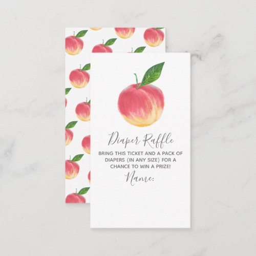 Sweet Little Peach Baby Shower Diaper Raffle Enclosure Card