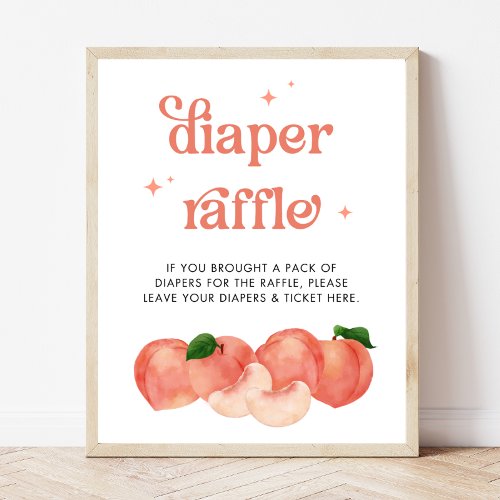 Sweet Little Peach Baby Shower Diaper Raffle Sign