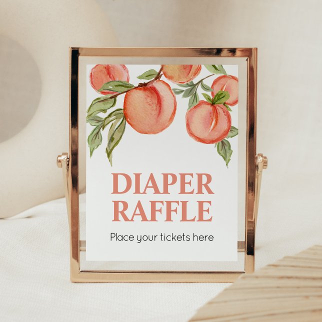 Sweet Little Peach Baby Shower Diaper Raffle Sign (Peach Summer Baby Shower Diaper Raffle Sign)