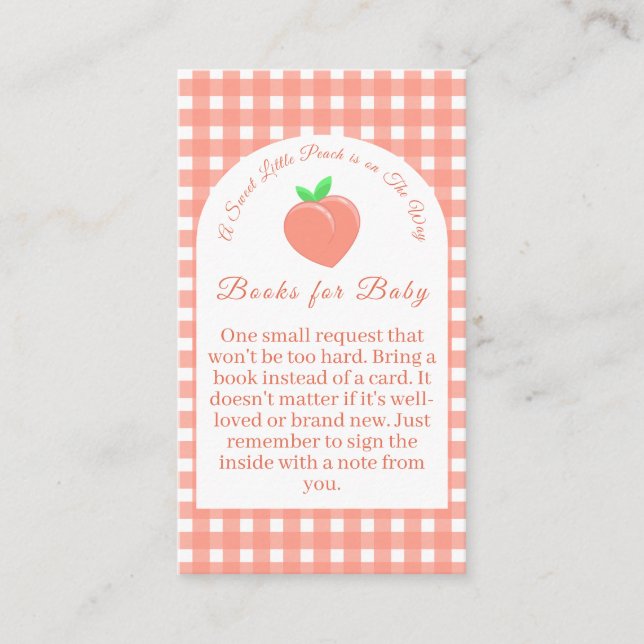 Sweet Little Peach Baby Shower Enclosure Card (Front)