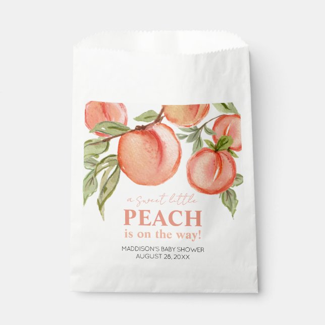 Sweet Little Peach Baby Shower Favor Bag (Front)