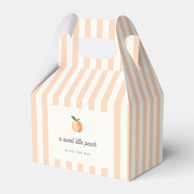 Sweet Little Peach Baby Shower Favor Boxes (Front Side)