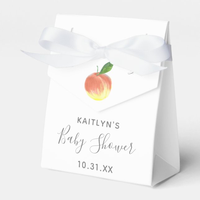 Sweet Little Peach Baby Shower Favor Boxes (Front Side)
