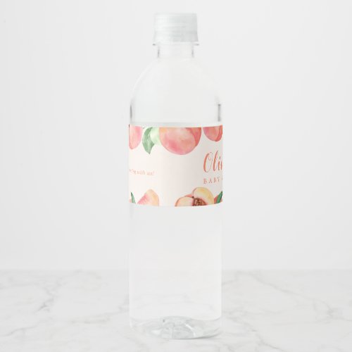 Sweet Little Peach Baby Shower Favor Water Bottle Water Bottle Label