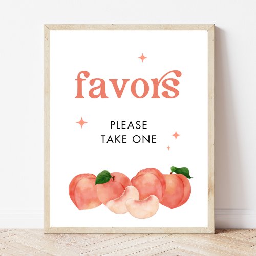 Sweet Little Peach Baby Shower Favors Sign
