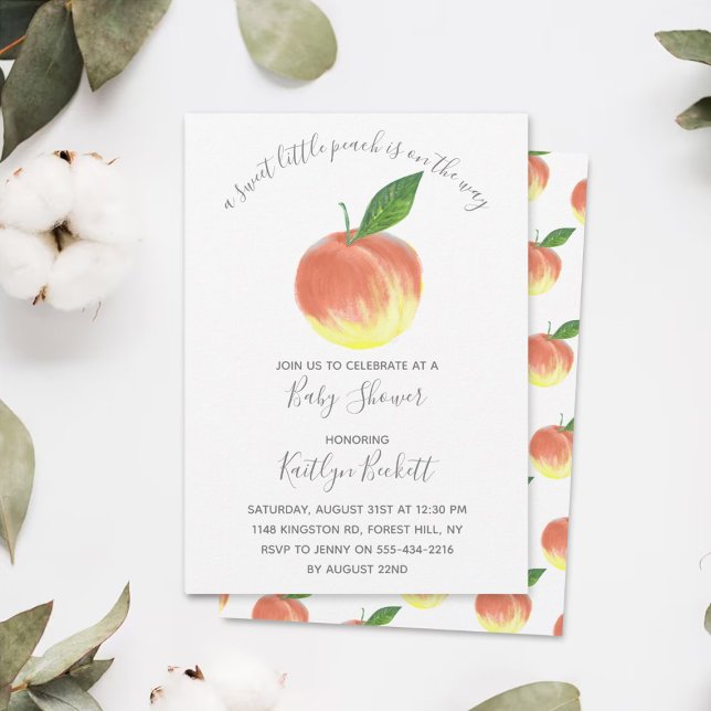 Sweet Little Peach Baby Shower Invitation (Creator Uploaded)