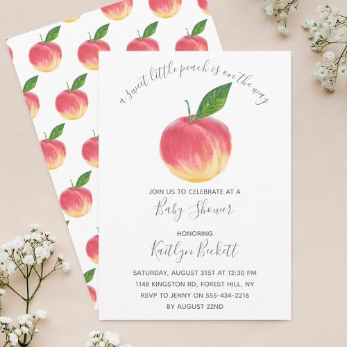 Sweet Little Peach Baby Shower Invitation